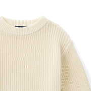 Classic Knit Baby Sweater in Cream