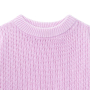 Classic Knit Baby Sweater in Lilac