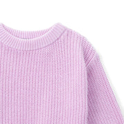 Classic Knit Baby Sweater in Lilac