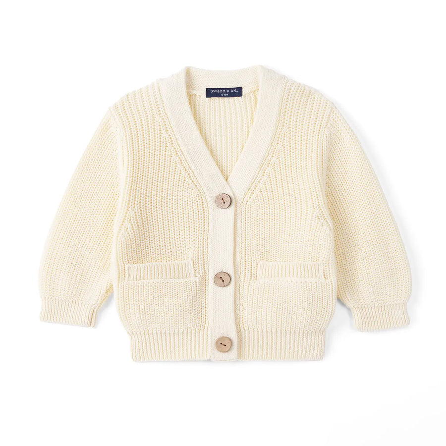 Classic Cardigan with Pockets in Cream