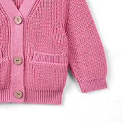 Classic Cardigan with Pockets in Rose Pink