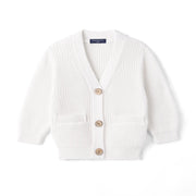 Classic Cardigan with Pockets in White