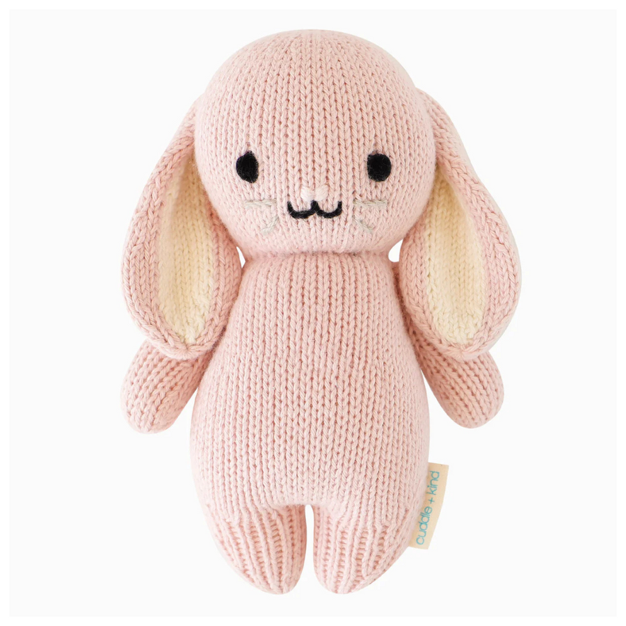 Tiny Pink Bunny Heirloom Plush - Handmade Organic Cotton Toy