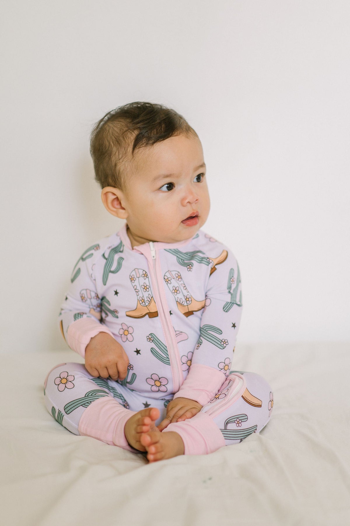 Pink Cowgirl Bamboo Baby Zipper Romper
