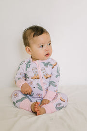 Pink Cowgirl Bamboo Baby Zipper Romper