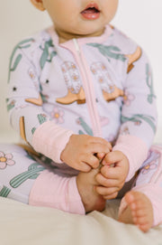 Pink Cowgirl Bamboo Baby Zipper Romper