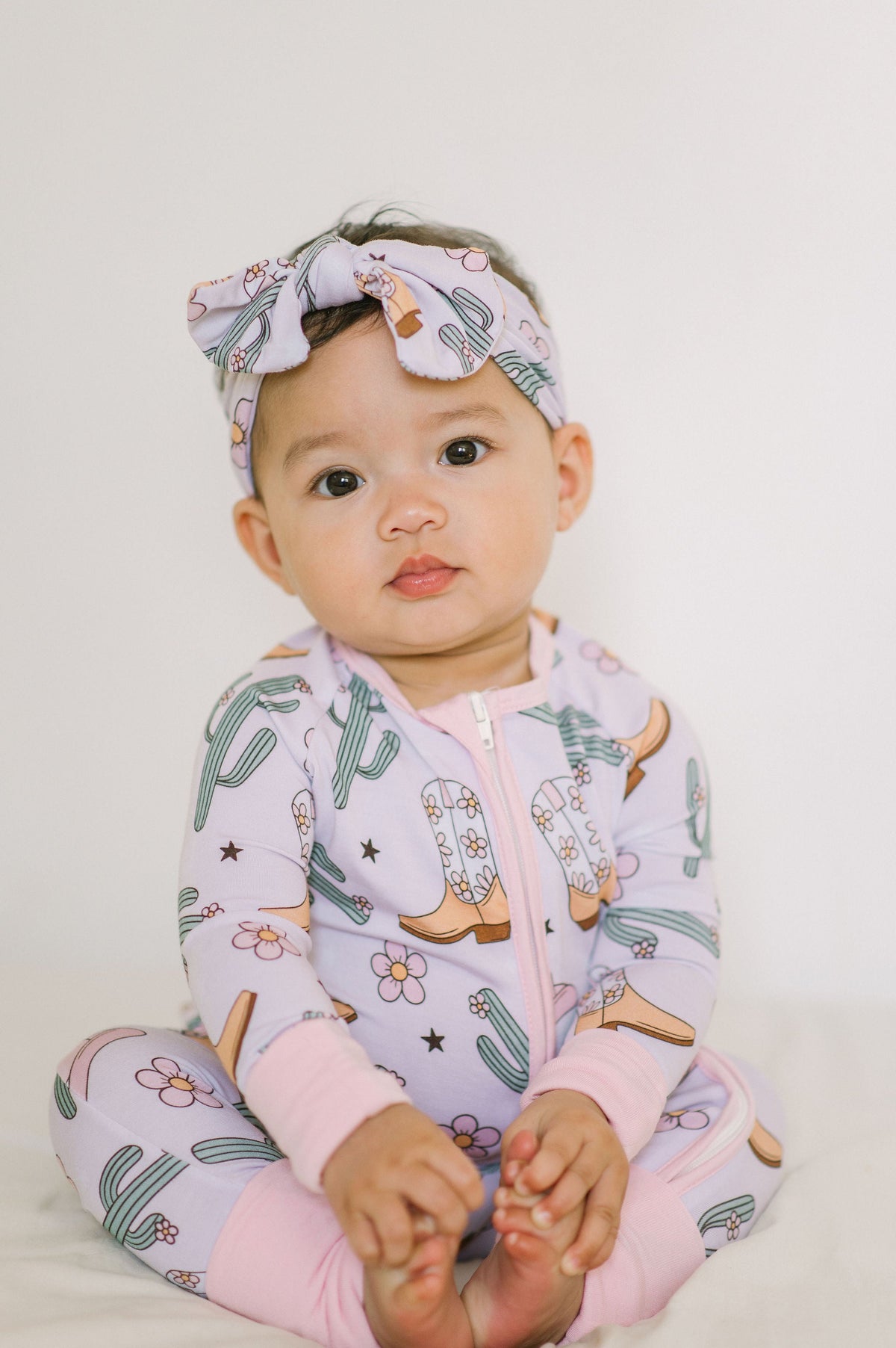 Pink Cowgirl Bamboo Baby Zipper Romper