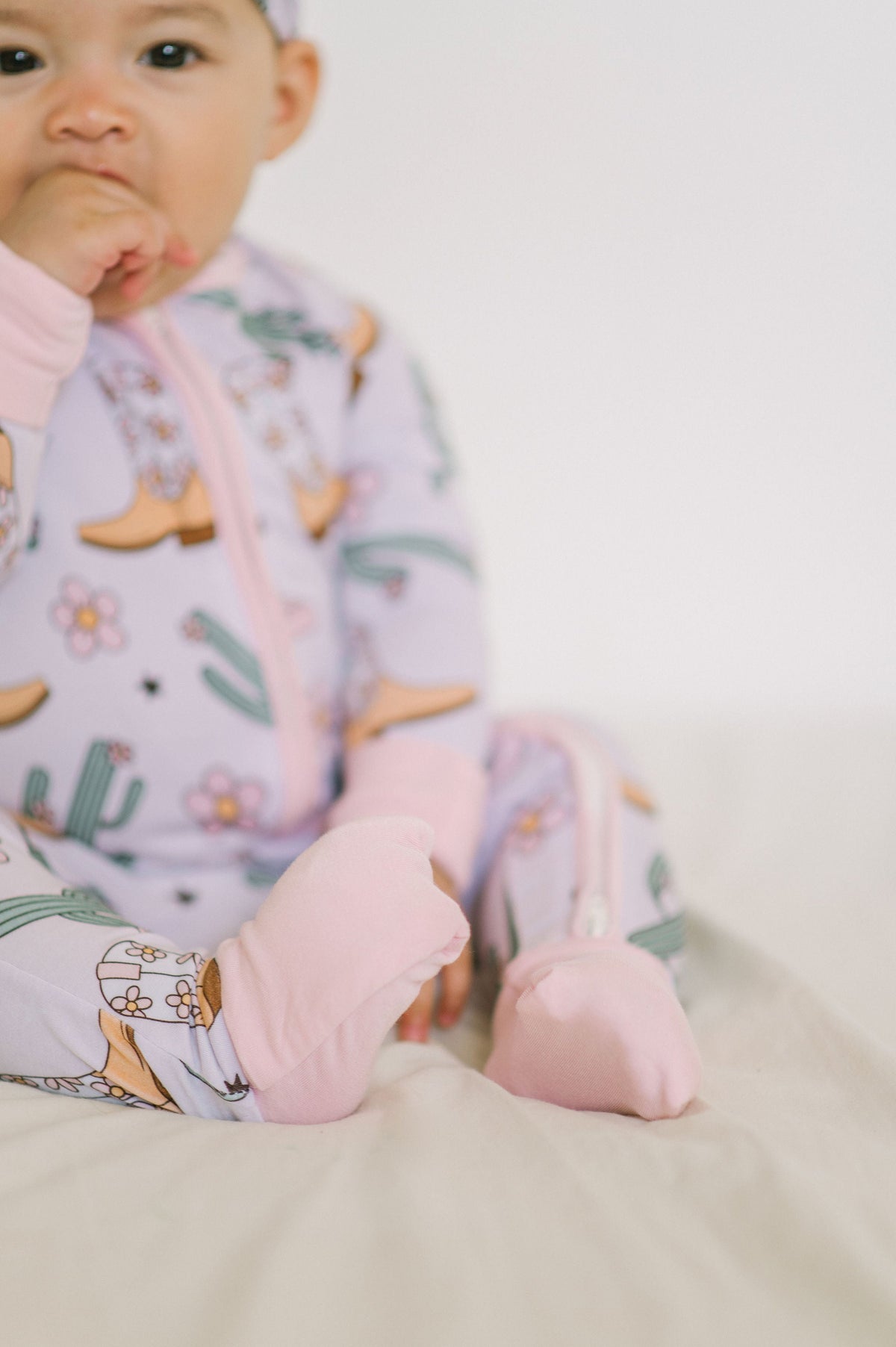 Pink Cowgirl Bamboo Baby Zipper Romper