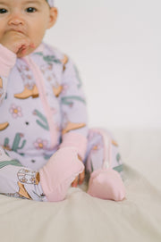 Pink Cowgirl Bamboo Baby Zipper Romper