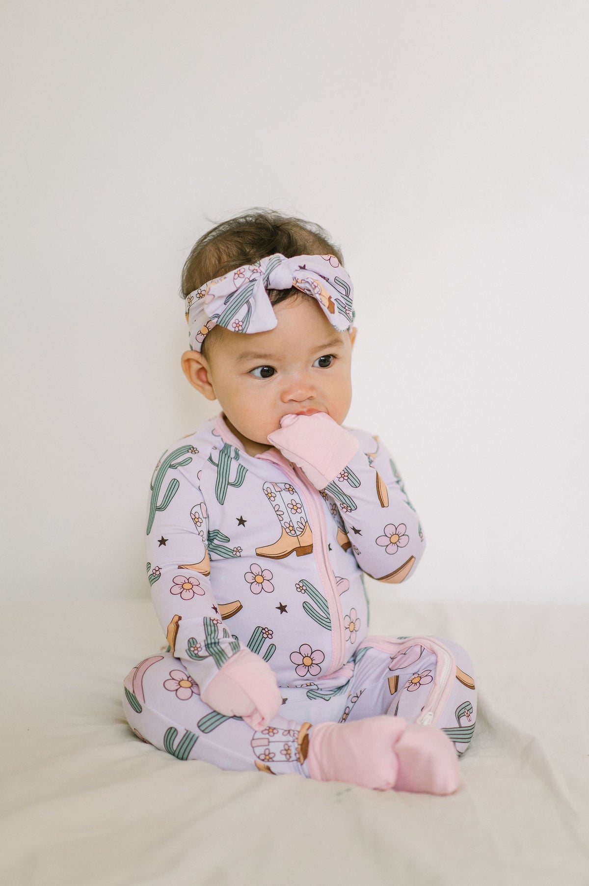 Pink Cowgirl Bamboo Baby Zipper Romper
