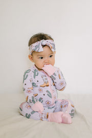 Pink Cowgirl Bamboo Baby Zipper Romper