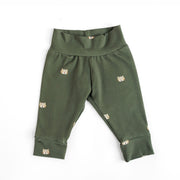 Panthers on Olive Green Baby & Toddler Cotton Knit Leggings