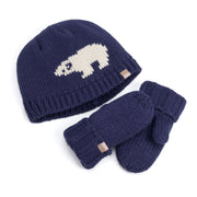 Boys Knit Beanie Set with Mittens - Warm Fleece Lined 4-6 Years
