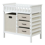 Wooden Baby Changing Table Diaper Changing Station with 3 Fabric Storage Drawers