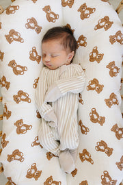 Taupe Stripe Ribbed Bamboo Zipper