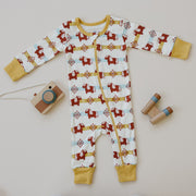 Organic Cotton Baby Zippy Pajamas – GOTS Certified Newborn Sleeper – Aztec Pony