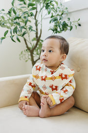 Organic Cotton Baby Bodysuit – GOTS Certified Long Sleeve Newborn Onesie – Aztec Pony