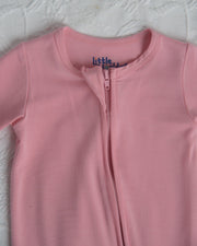 Pink Bamboo Baby Pajamas – Zipper Footie