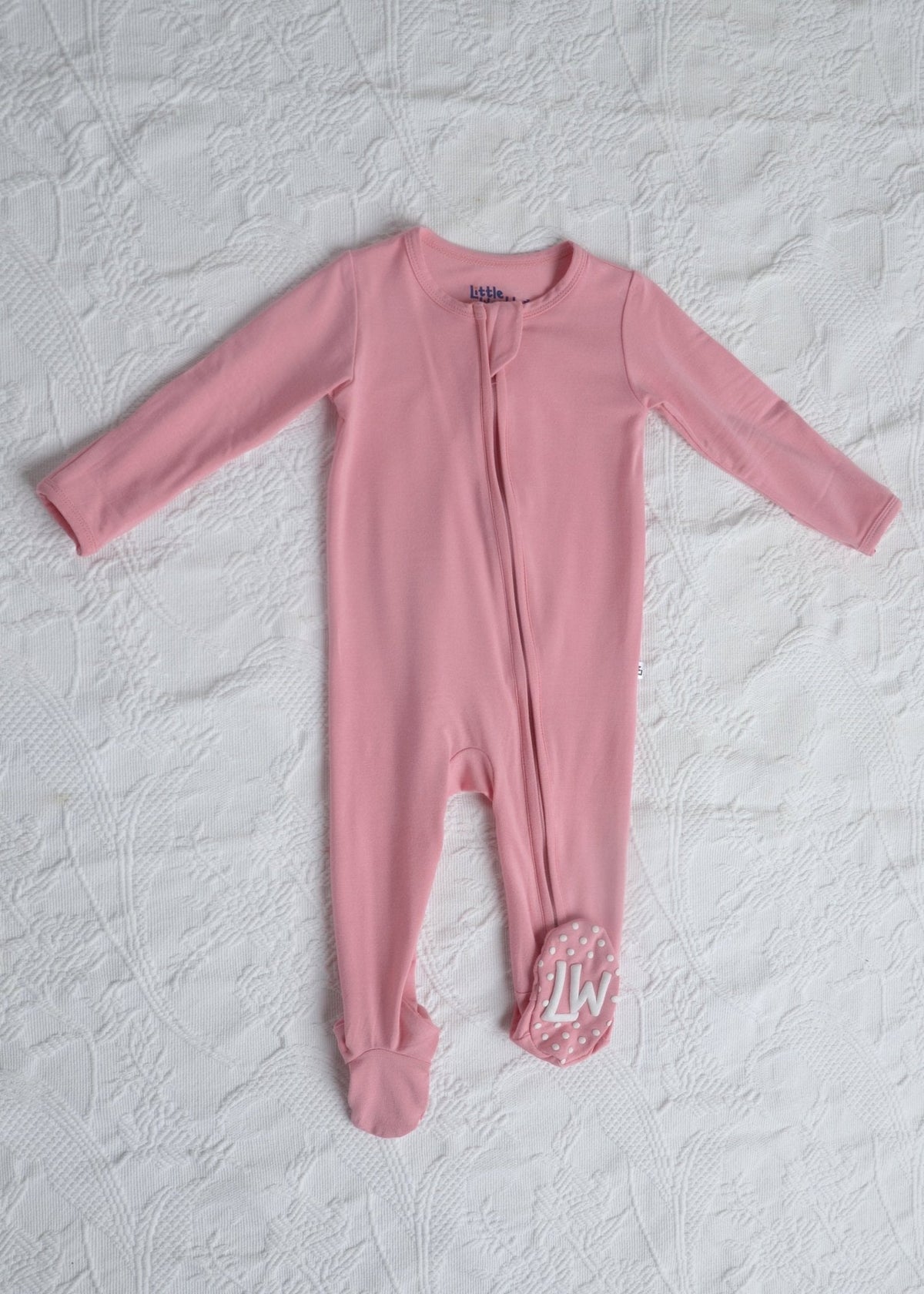 Pink Bamboo Baby Pajamas – Zipper Footie