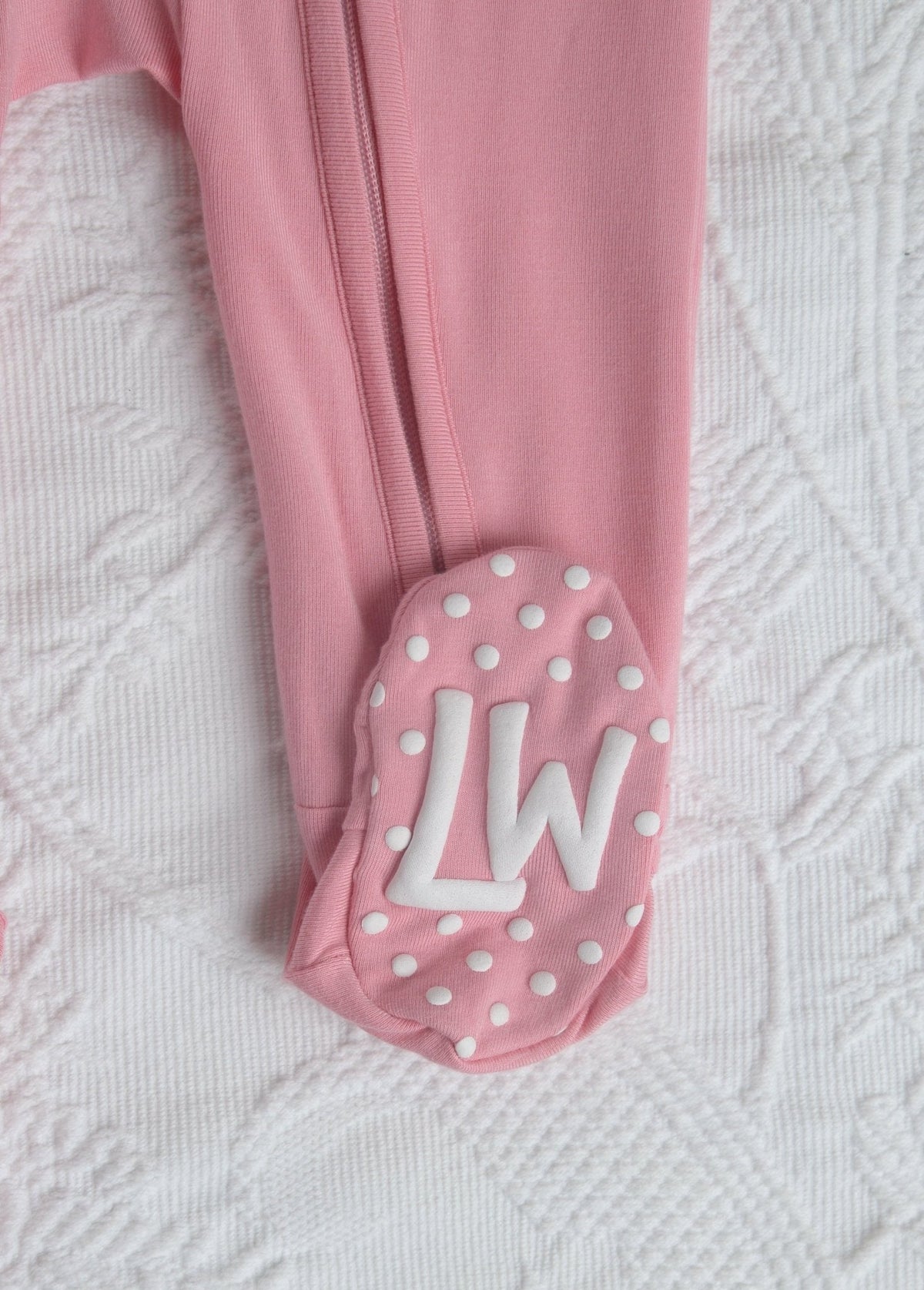Pink Bamboo Baby Pajamas – Zipper Footie