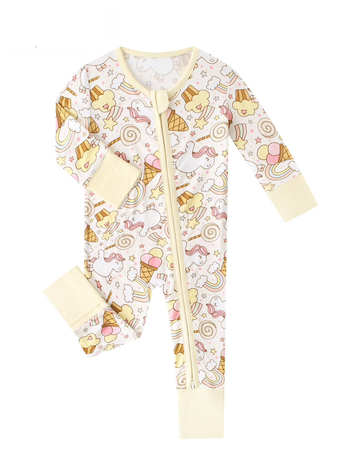 PoshTOT Rainbow Snacks Bamboo Baby Convertible Zippy Romper