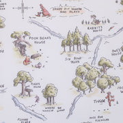 Disney Classic Winnie the Pooh Sage, Tan, and White, Map of 100 Acre Woods Super Soft Nursery Fitted Crib Sheet