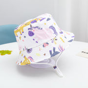 Printed Bucket Hat Cute Car Dinosaur Summer Beach Pure Cotton Fisherman Hat For Babies
