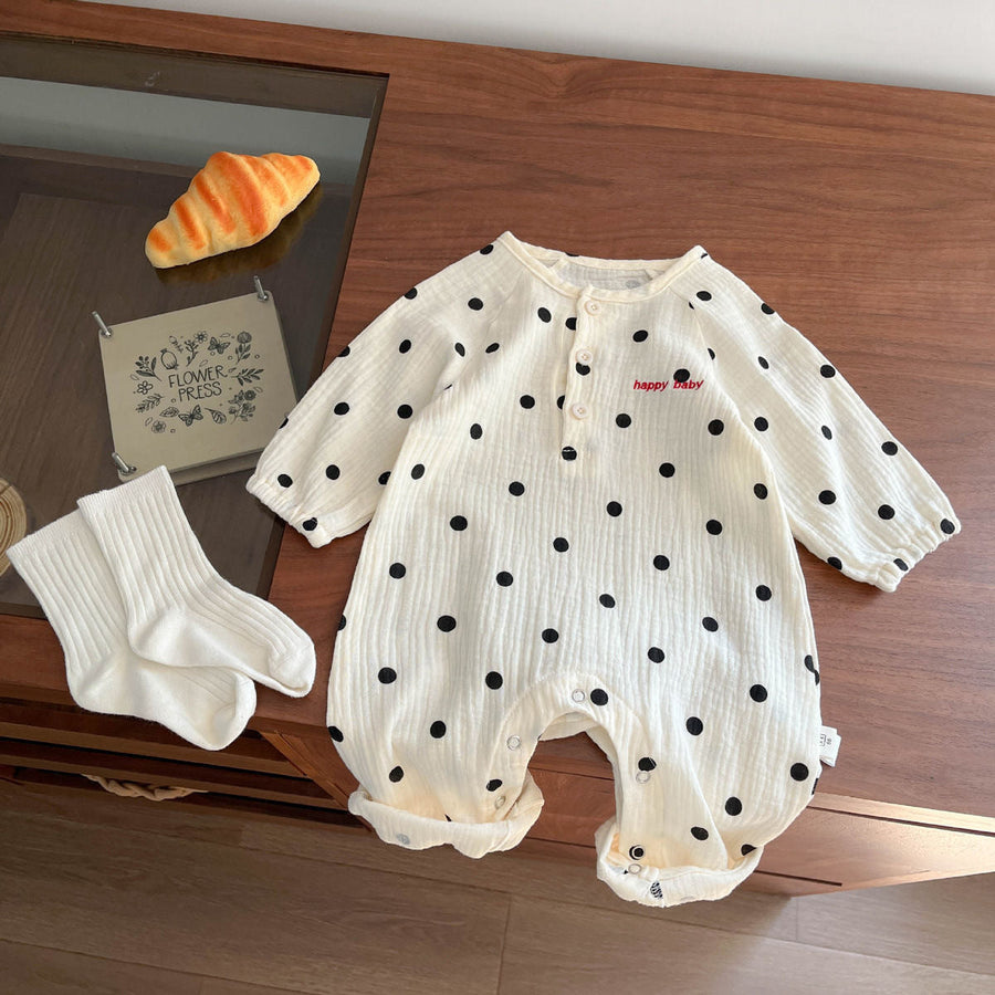 Stylish Polka-dot Romper For Baby Boys And Girls