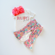 Daddy's Girl Floral Baby Bell Bottom Outfit