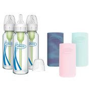 Dr. Brown's Natural Flow Anti-Colic Options+ Narrow Glass Baby Bottle 8 oz/250 mL, with Level 1 Slow Flow Nipple, 2 Pack, 0m+