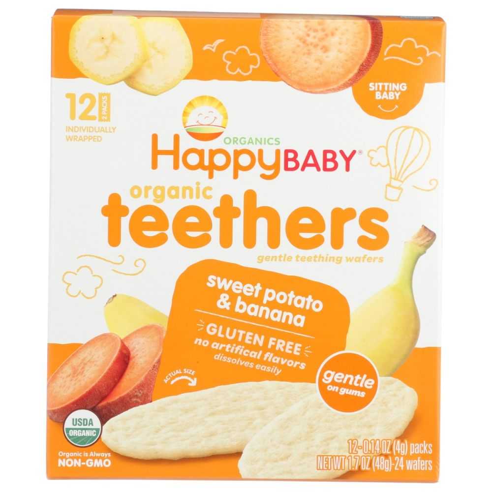 HAPPY BABY: Sweet Potato and Banana Teethers-Perfect First Snack 1.7oz