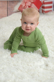 Green Christmas Bamboo Baby Pajamas – Zipper Footie