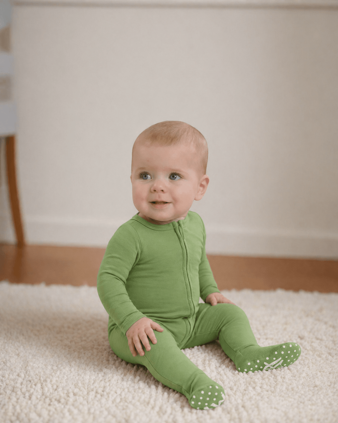 Green Christmas Bamboo Baby Pajamas – Zipper Footie