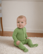 Green Christmas Bamboo Baby Pajamas – Zipper Footie