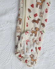 Puppy Bamboo Baby Pajamas – Zipper Footie