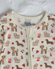 Puppy Bamboo Baby Pajamas – Zipper Footie