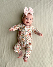 Highland Cow Bamboo Baby Zipper Romper