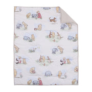 Disney Winnie the Pooh Classic Pooh Ivory, Blue, Sage, Tan Storybook 6 Piece Nursery Crib Bedding Set - Comforter, 2 Fitted Crib Sheets, Dust Ruffle, Baby Blanket, Changing Pad Cover