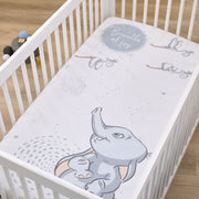 Disney Dumbo Sweet Little Baby Light Blue and White Storks "Bundle of Joy" 100% Cotton Photo Op Nursery Fitted Crib Sheet