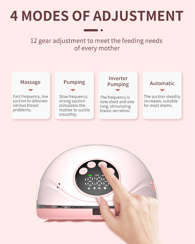 PSMY382 wearable electric breast pump 150min ultra-thin breast pump without PVC massage / breast pump / inverter / automatic 12 functions 320mmHg without BPA,