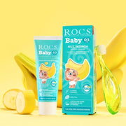 ROCS Baby Toothpaste, 45g - Natural Banana Flavor, Fluoride-Free & SLS-Free for Infants & Toddlers