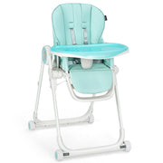 Baby High Chair Foldable Feeding Chair with 4 Lockable Wheels de