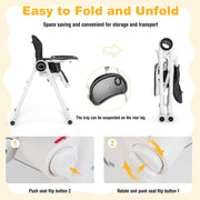 Baby High Chair Foldable Feeding Chair with 4 Lockable Wheels de