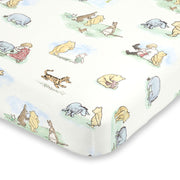 Disney Winnie the Pooh Classic Pooh Ivory, Blue, Sage, Tan Storybook 6 Piece Nursery Crib Bedding Set - Comforter, 2 Fitted Crib Sheets, Dust Ruffle, Baby Blanket, Changing Pad Cover