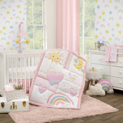 Happy Days Pink, Yellow, Blue and White, Rainbows and Hello Sunshine 100% Cotton Photo Op Nursery Fitted Crib Sheet