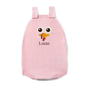 Personalized Turkey Thanksgiving Name Knit Button Strap Romper