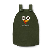 Personalized Turkey Thanksgiving Name Knit Button Strap Romper