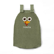 Personalized Turkey Thanksgiving Name Knit Button Strap Romper